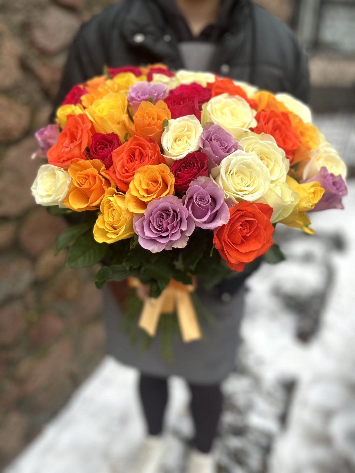 Акция, 51 кенийская роза "микс" 50см Акция, 51 кенийская роза "микс" 50см