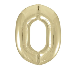 Шар фольгированный "Цифра 0" Светлое золото