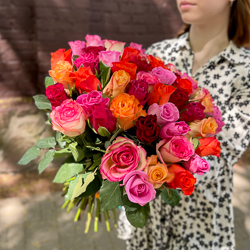 Акция, 51 кенийская роза "микс" 50см