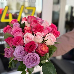 Акция, "Нежный микс" из 25 розы 40см (Кения)