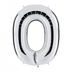 Шар гелиевый Цифра 0, Серебро