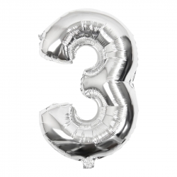 Шар гелиевый Цифра 3, Серебро