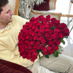 Акция, 101 роза "Родос", Кения 40см