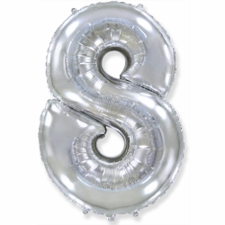 Шар гелиевый Цифра 8, Серебро