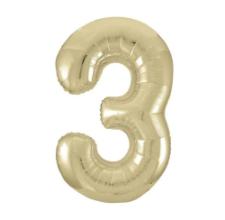 Шар фольгированный "Цифра 3" Светлое золото