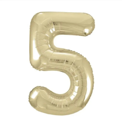 Шар фольгированный "Цифра 5" Светлое золото