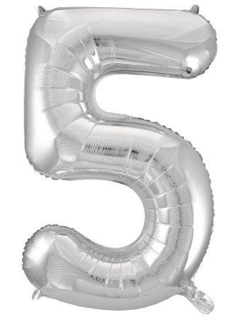 Шар гелиевый Цифра 5, Серебро