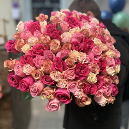 Акция, 101 эквадорская роза "Микс" 70см