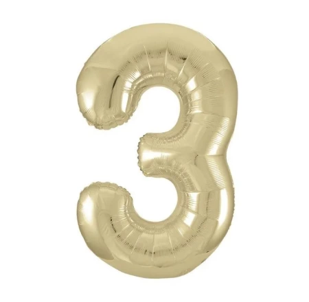 Шар фольгированный "Цифра 3" Светлое золото