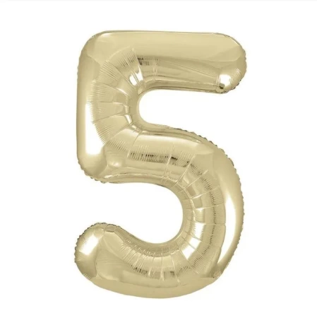 Шар фольгированный "Цифра 5" Светлое золото