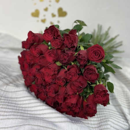 Акция, 51 красная роза Родос (Кения) 50см
