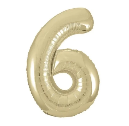 Шар фольгированный "Цифра 6" Светлое золото