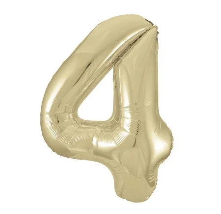 Шар фольгированный "Цифра 4" Светлое золото