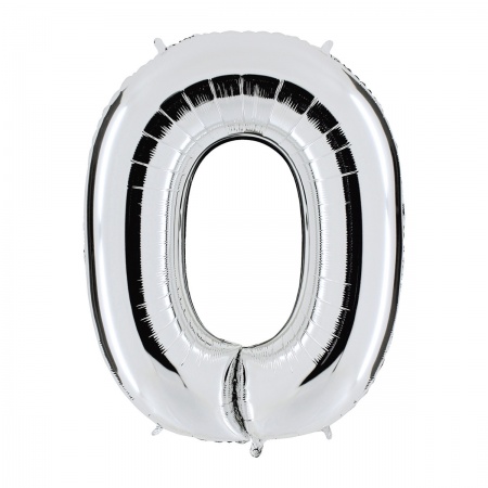 Шар гелиевый Цифра 0, Серебро