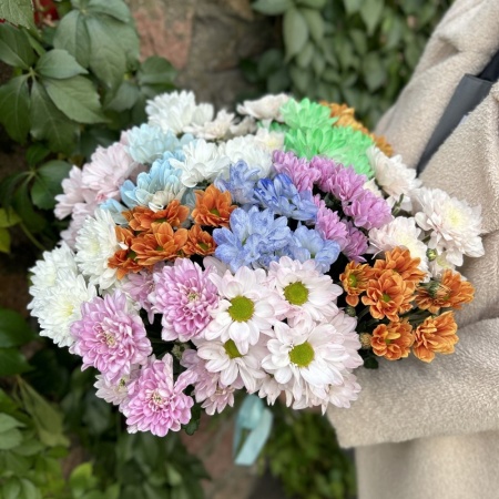 Букет из 15 хризантем, микс