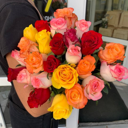 Акция, 25 роз "Микс" (Кения) 60см