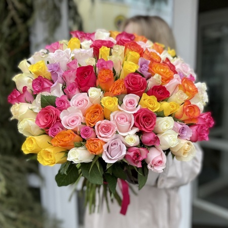 Акция, 101 эквадорская роза "Микс" 60см