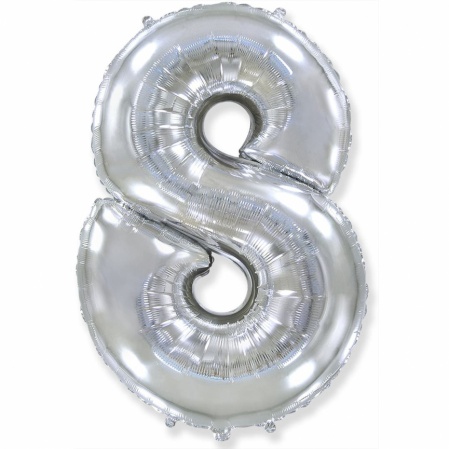 Шар гелиевый Цифра 8, Серебро