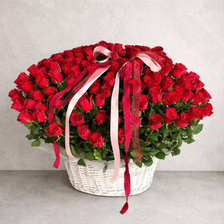 151 роза "Родос" в корзине