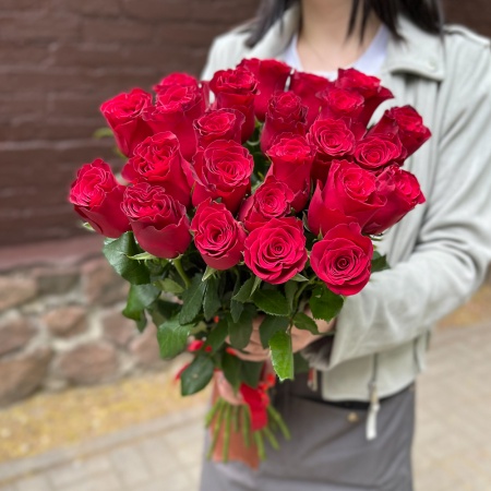 Акция, 25 красных роз Родос (Кения) 50см