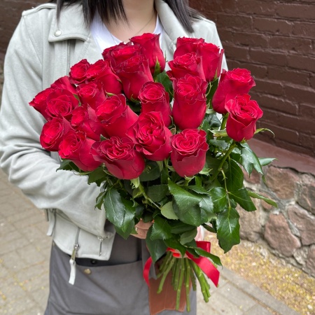 Акция, 25 красных роз Родос (Кения) 50см