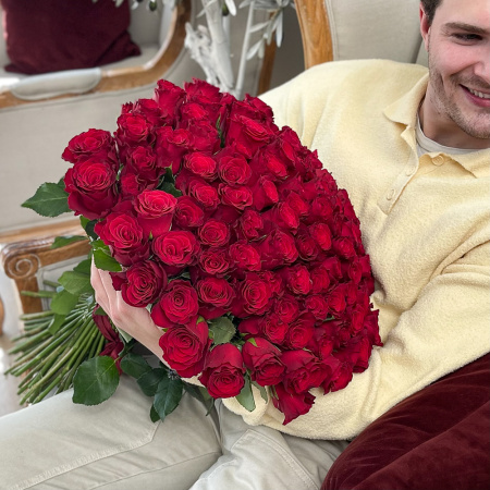 Акция, 101 роза "Родос", Кения 50см