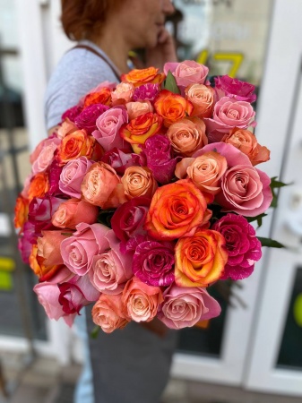 Акция, 51 эквадорская роза "Микс" 60см