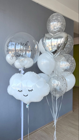 Сет из гелиевых шаров   "Белые облака"